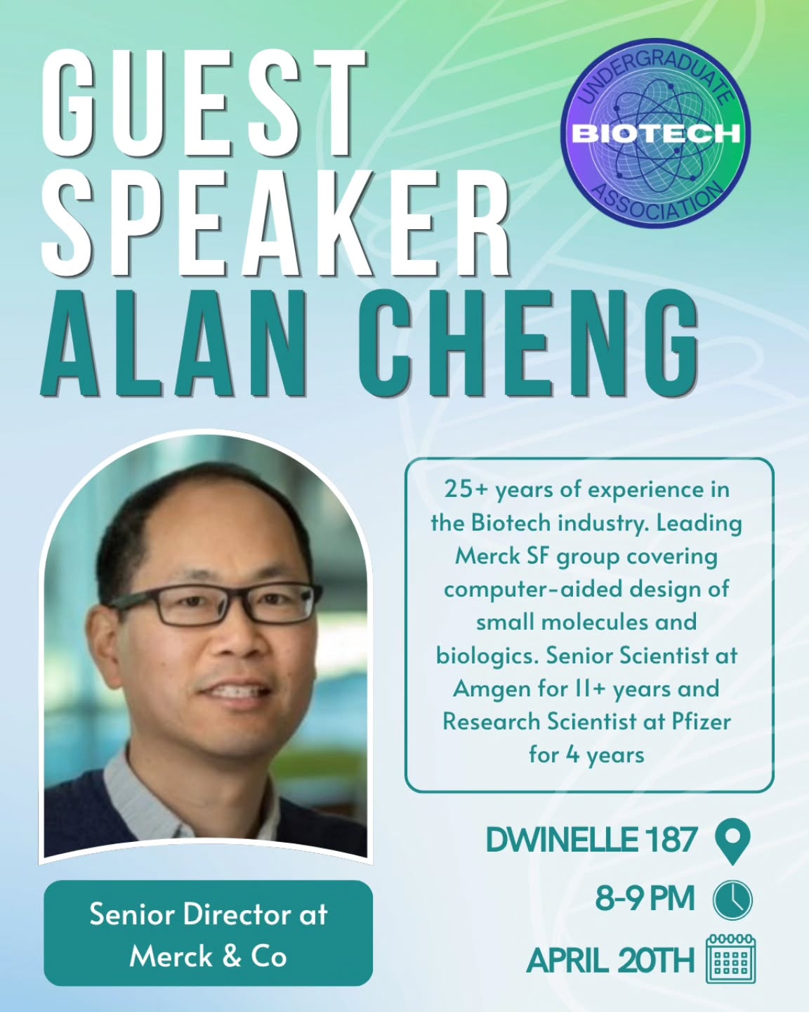 Flyer for Dr. Alan Cheng guest speaker night